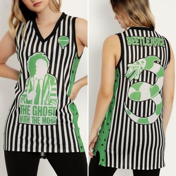 NWT Blackmilk Beetlejuice Shooter Jersey Sandworm Top - Picture 1 of 10